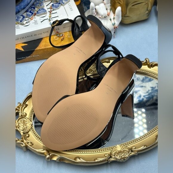 🆕 KURT GEIGER LONDON 🧿 NWOB Chelsea Heel Sandal, Black Patent - Sz 38 US 7.5 - Picture 11 of 12